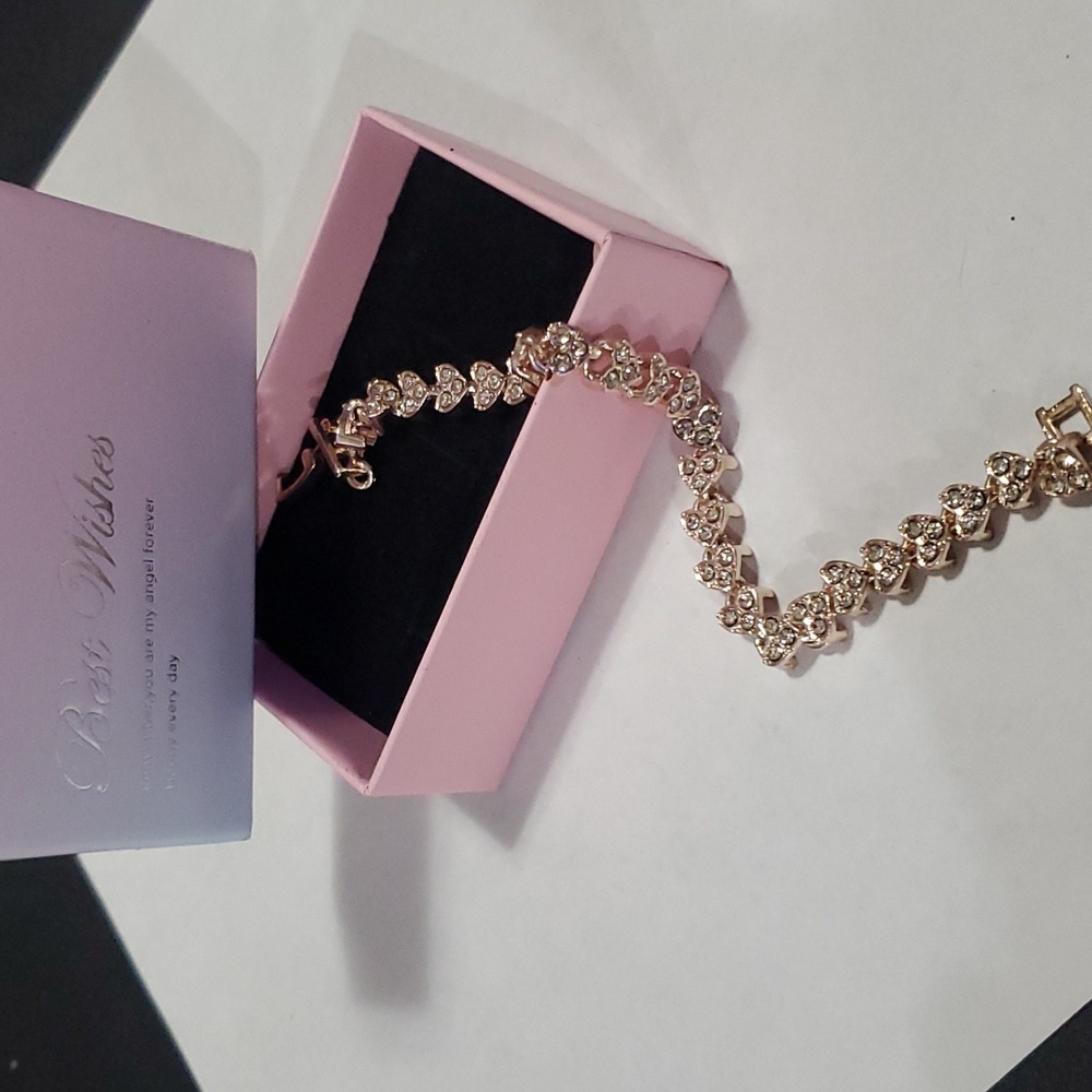 Rose Gold heart gemstone bracelet